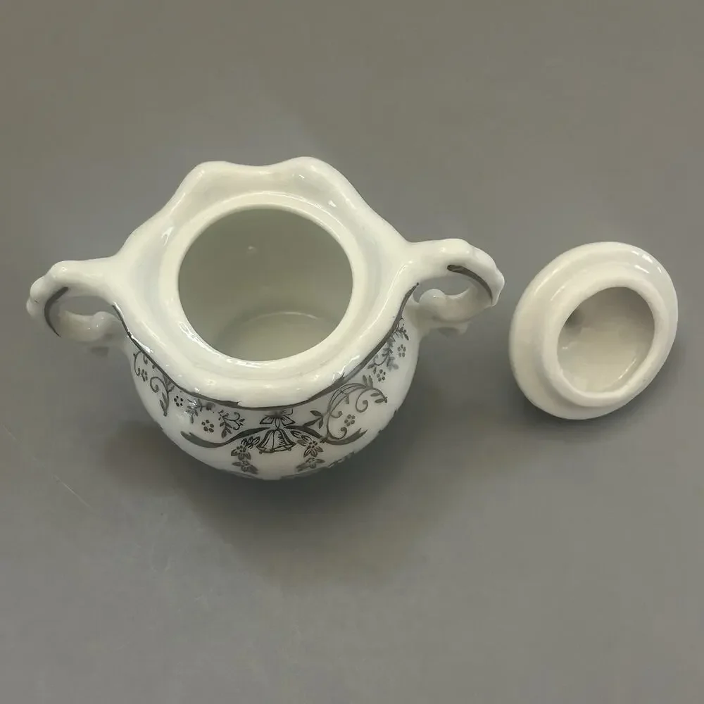 25th Anniversary Sugar Bowl and Creamer 3 Inch Japan Set Of 2